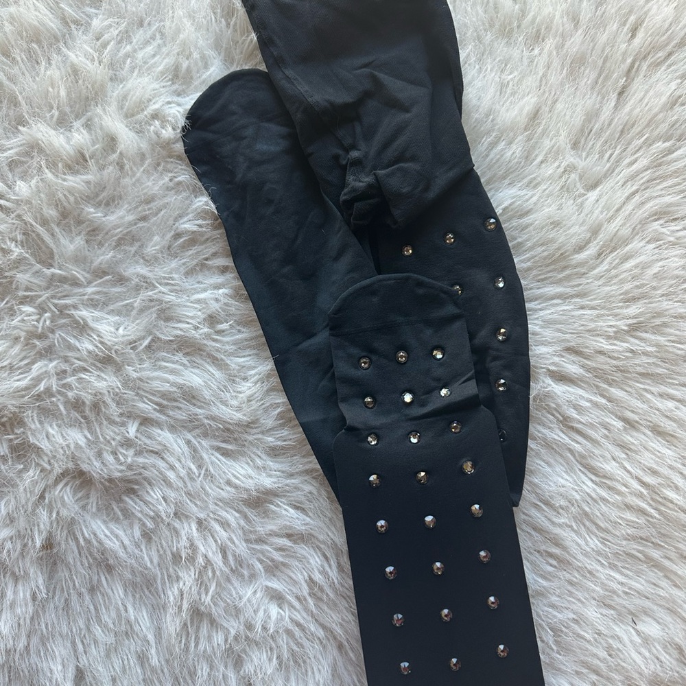 Burberry Black Mini crystal Tights with Crystal Studs hosery new without tag - Picture 2 of 12